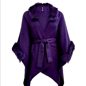 NWT Faux Fur Trimmed Oversized Sweater